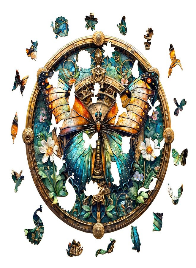 Jigfoxy Wooden Puzzle for Adults, Butterfly Jigsaw Puzzles for Adult, Unique Animal Shape Wood Cut Puzzles, Christmas Thanksgiving Gifts for Friends Family (M-11.4 * 11.4in-190pcs) - Image 2